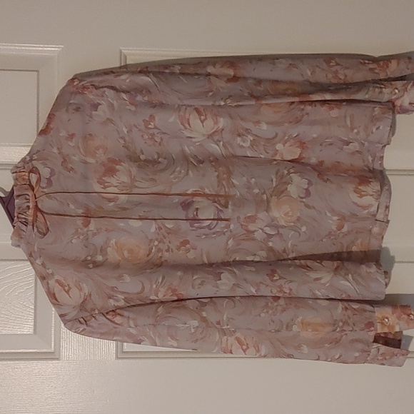 Vintage Handmade Long sleeve Ruffled Button Down Blouse Sm/Md Floral Tailored 70 - Picture 7 of 10